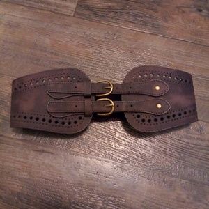 Chocolate Brown Vintage 70s Boho Faux Leather Belt